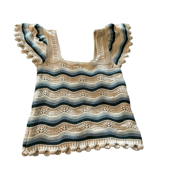 Jessica Simpson Cream and Blue Knit Blouse - Picture 1 of 5